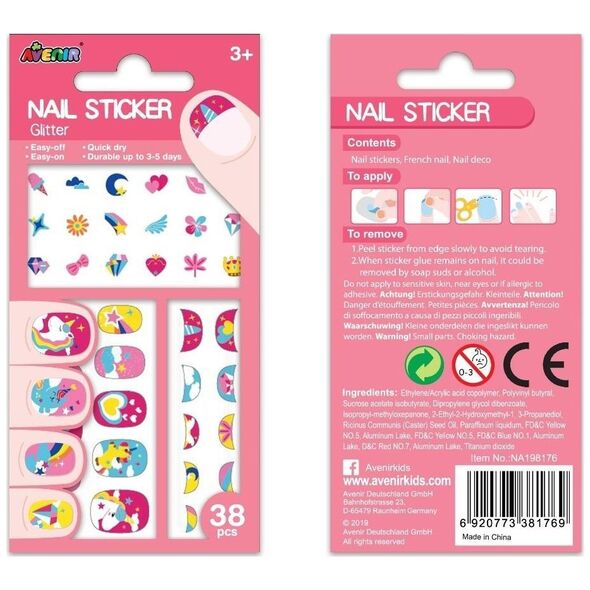 Αυτοκόλλητα νυχιών Avenir - Unicorn glitter 9114031 6920773381769