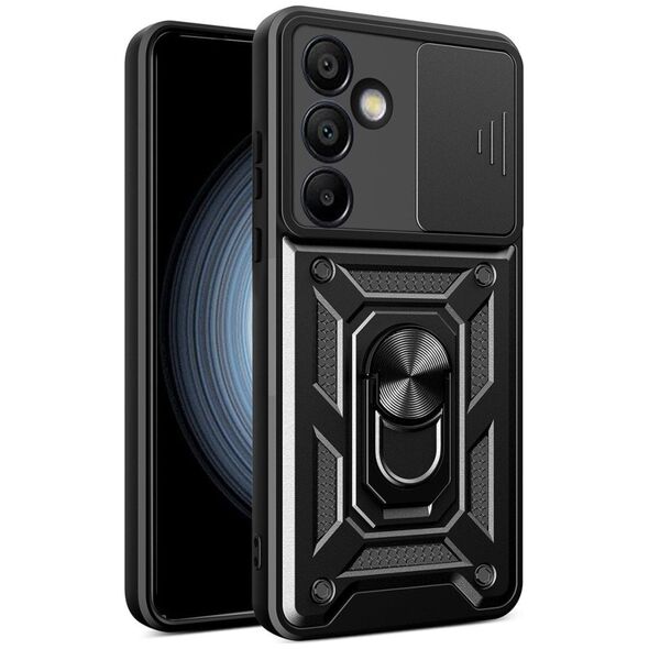 Etui pancerne Hybrid Armor Camshield z osłoną aparatu i metalowym ringiem do Samsung Galaxy S24 FE - czarne