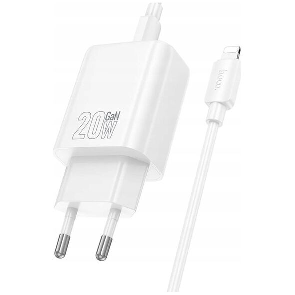 HOCO ładowarka sieciowa USB A + Typ C + kabel Typ C do Lightning PD QC3.0 3A 20W N61 biała