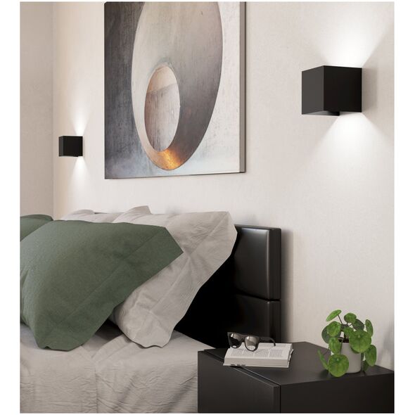 LED wall lamp EGLO VALMONTONE, 2 x 3 W, 400 lm, 3000K, black, 10x10x10cm