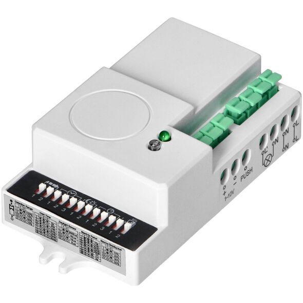 Mikrofalowy czujnik ruchu mini ze ściemniaczem, 360/180st. z regulacją zworkową, IP20, 1200W