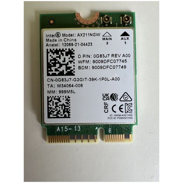 Dell CRD,WRLES,M.2,INTEL,AX211,WW 13689720 5715063021330