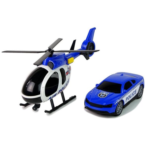 LeanToys Zestaw Policja Laweta Ciężarówka Autko Helikopter Dźwięk Światła