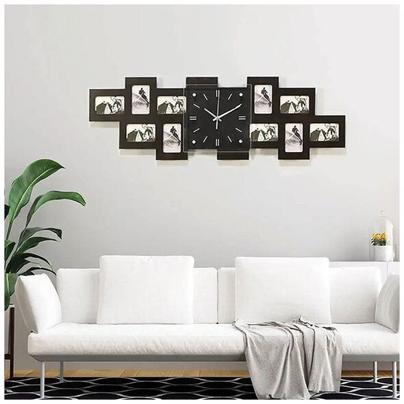 Home Styling Collection Ρολόι τοίχου με 10 μαύρες κορνίζες φωτογραφιών, 80 x 4 x 26 cm 14127160 8720573206389