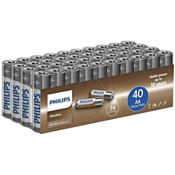 Αλκαλικές μπαταρίες AA Philips Philips - συσκευασία 40 14165643 4895229109254