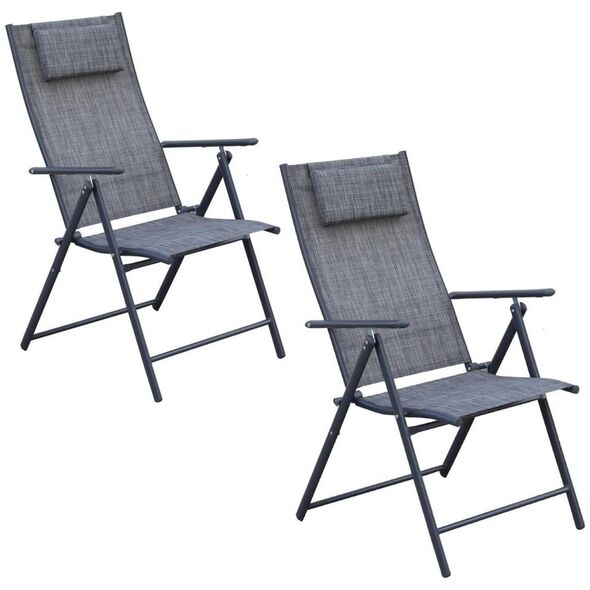KRZESŁO OGRODOWE 57x68x106CM  2xTEXTLINE 7-POZYCYJNE Z PODUSZKĄ KPL.2SZT