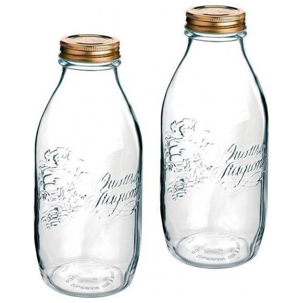 Saftflaske Quattro Stagioni 1 ltr Ø9,4x22,6 cm med Låg, 12 stk/krt 14002604 8004360898064