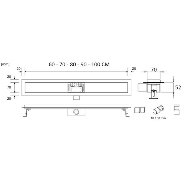 Hydroland HYDROLAND ODWODNIENIE LINIOWE SLEEK 600 CZARNE SZKŁO // OD.H.SLEEK-600-CZARNE