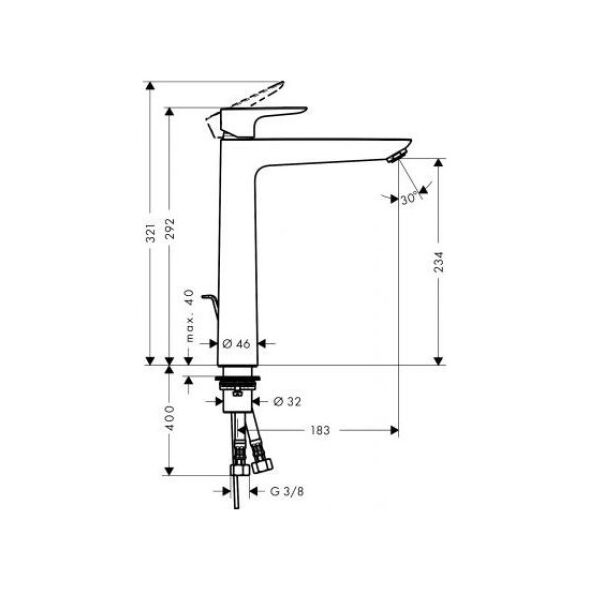 Bateria umywalkowa Hansgrohe Talis E stojąca złoty (71716990)