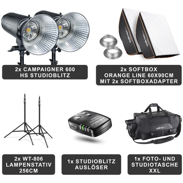 Walimex Walimex pro Campaigner 600 HS Σετ Διπλό φωτιστικό στούντιο 13935624 4056929233841