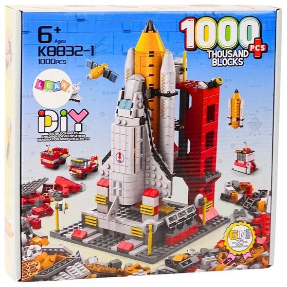 LeanToys Klocki Konstrukcyjne Rakieta Kosmiczna 6w1 Kosmos Pojazdy 1000 ele.