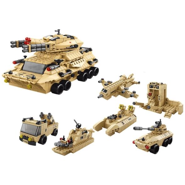 LeanToys Zestaw Klocków Czołg Wojskowy Militarny Piaskowy 1000 El