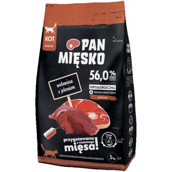 Pan Mięsko Karma sucha dla kota Wołowina z jeleniem (dorosły) chrupki M 5kg