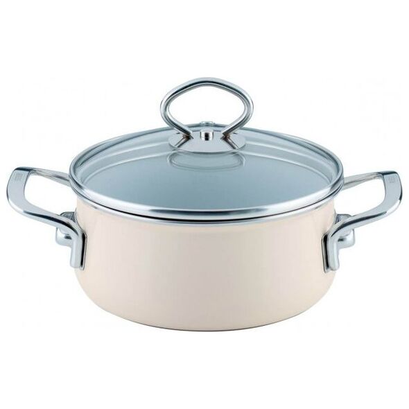 Riess Garnek Riess niski z pokrywą 16cm Avorio