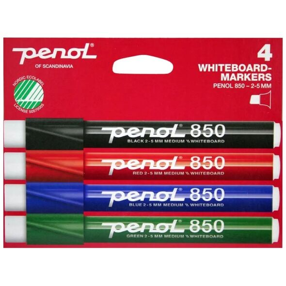 Whiteboardmarker Penol 850 2-5mm ass. 4stk/sæt svanemærket - (4 stk.)