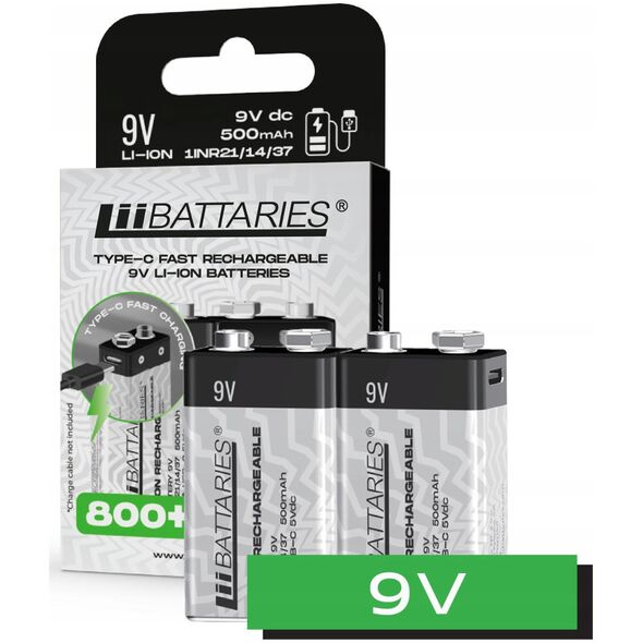 LIIBATTARIES AKUMULATORY LI-ON TYPU 9V 2szt