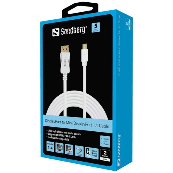 Kabel Sandberg DisplayPort Mini - DisplayPort 2m biały (509-17)