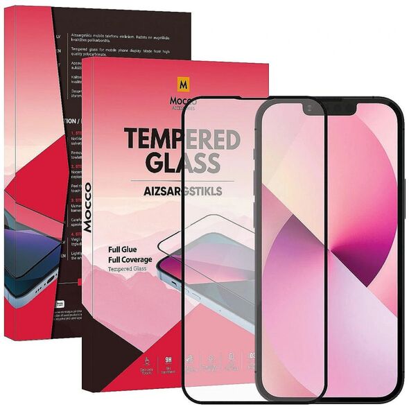 Mocco Mocco Full Glue Signature Edition Tempered Glass Aizsargstikls Pilnam Ekrānam Apple iPhone 14 Plus Melns 14132035 4752168110638