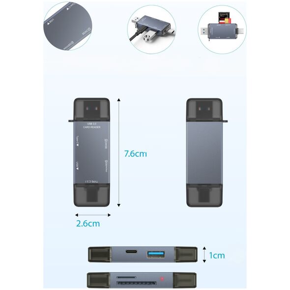 Czytnik kart pamiÄci USB USB-C 3.0 hub PRO 6w1 SD/MicroSD