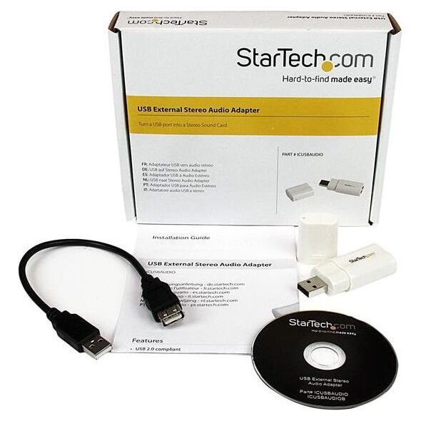 Adapter USB StarTech USB - Jack 3.5mm Biały  (ICUSBAUDIO)
