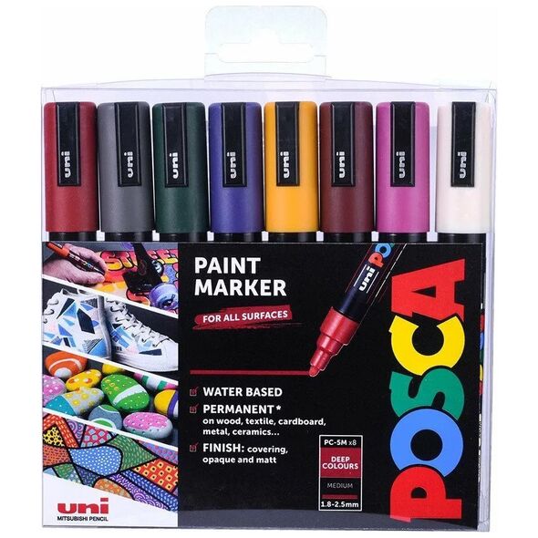 Posca Posca - PC5M - Medium Tip Pen - Βαθιά χρώματα, 8 pc /Arts and Crafts /Multi 14053585 5012788070873