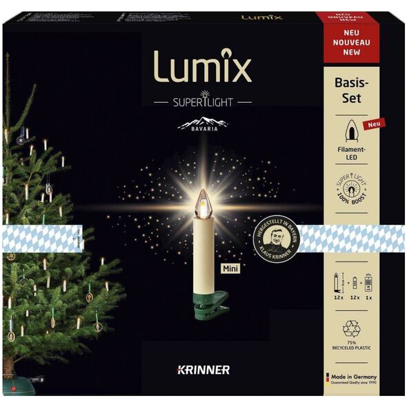 Lampki choinkowe Krinner Krinner Superlight Bavaria Mini Flame 12 pcs. Set Ivory