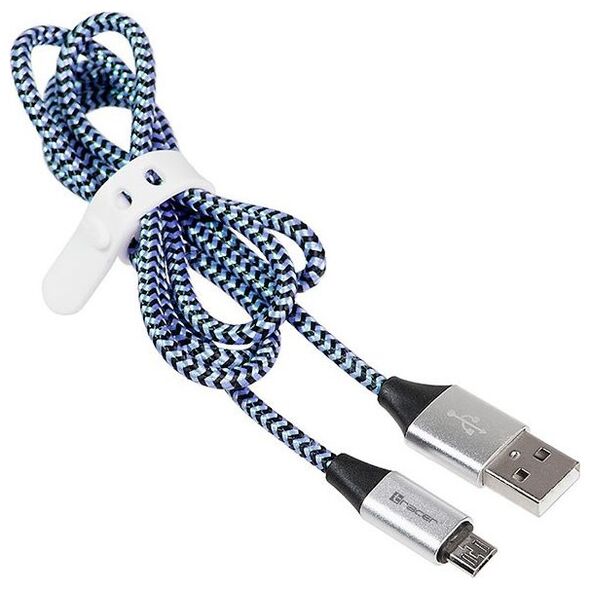 Kabel USB Tracer USB-A - microUSB 1 m Niebieski (TRAKBK46263)