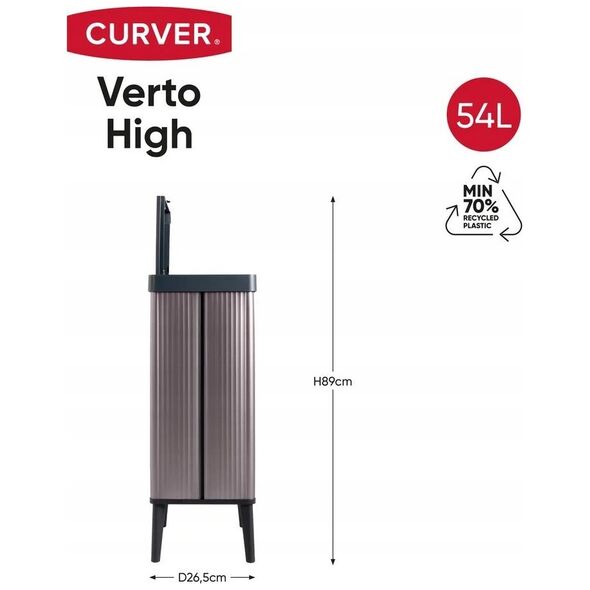 CURVER VERTO GARBAGE BIN 54L HIGH/PEARL PINK