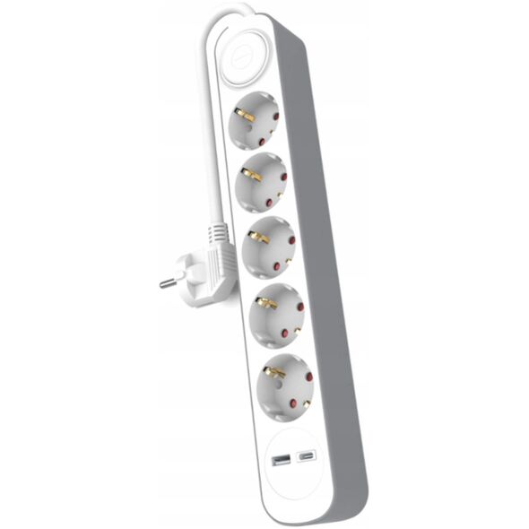 HOME EXTENSION CORD 5x SOCKETS 3m WITH SWITCH 1x USB-A 1x USB-C