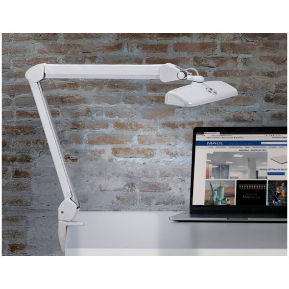Lampka biurkowa Maul MAUL LED Arbeitsplatzleuchte Intro dimmbar+Klemmfuß weiß