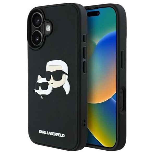 Etui Karl Lagerfeld HC 3D Rubber Double   Heads do iPhone 16 czarny