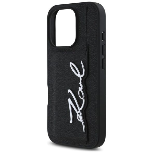 Etui Karl Lagerfeld HC Grained PU         Cardslot Metal Signature do iPhone 16 Pro czarny