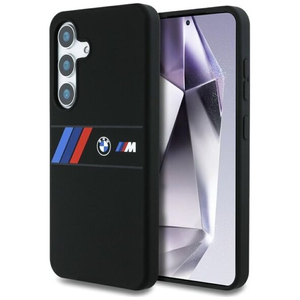 Etui BMW Silicone Middle Tricolor         Stripes MagSafe do Samsung Galaxy S25 czarny