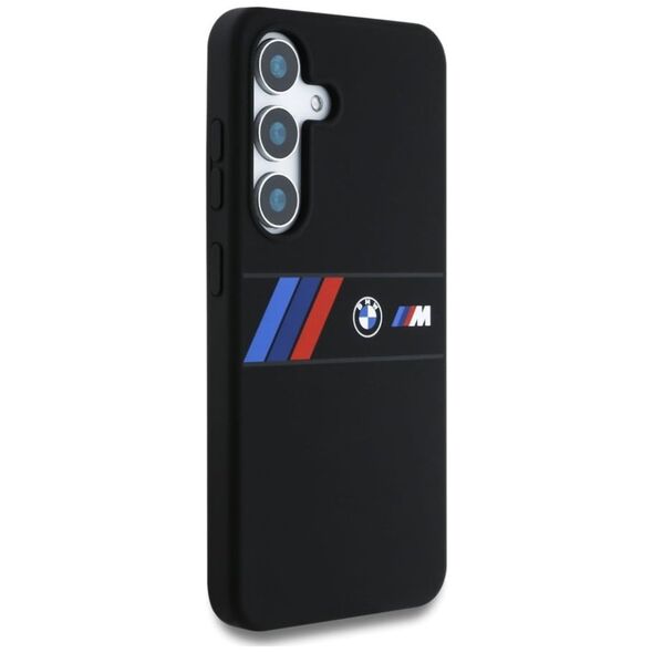 Etui BMW Silicone Middle Tricolor         Stripes MagSafe do Samsung Galaxy S25 czarny