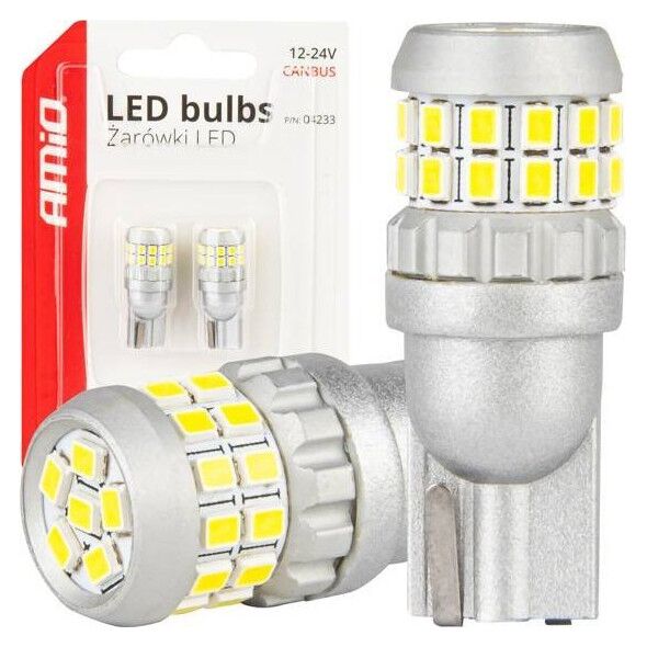 Żarówki LED CANBUS T10 W5W 30SMD 2016 White 12V 24V AMIO-04233