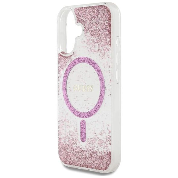 Etui Guess HC Resin Bottom Glitter do     iPhone 16 MagSafe różowy