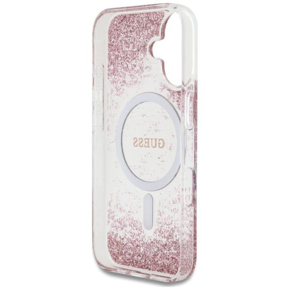 Etui Guess HC Resin Bottom Glitter do     iPhone 16 MagSafe różowy