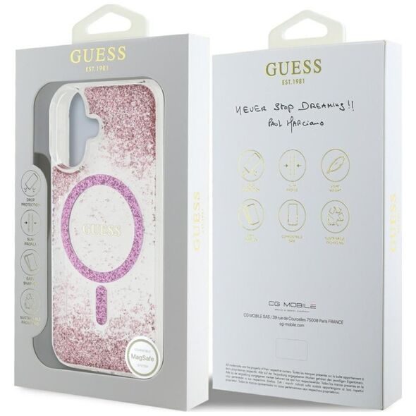 Etui Guess HC Resin Bottom Glitter do     iPhone 16 MagSafe różowy