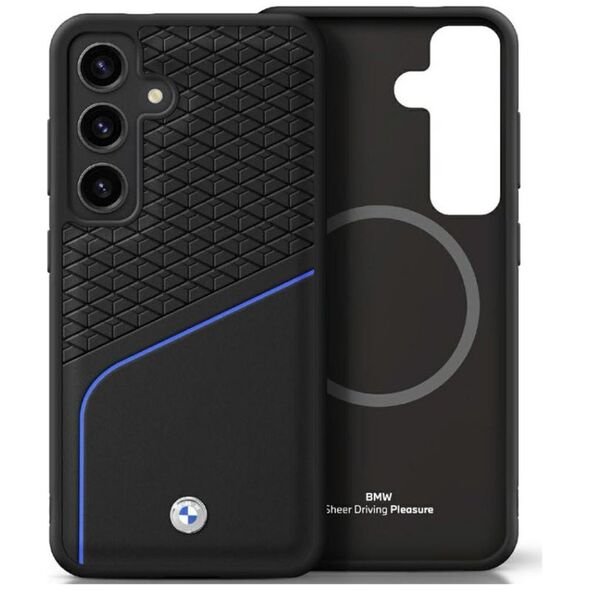 BMW Leather Textured and Smooth MagSafe case for Samsung Galaxy S25 black