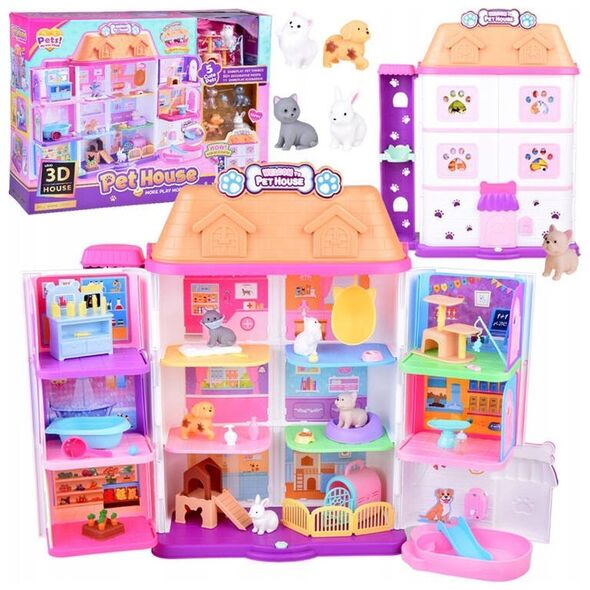Domek rozkładany dla zwierząt Pet house zestaw z figurkami akces ZA5420