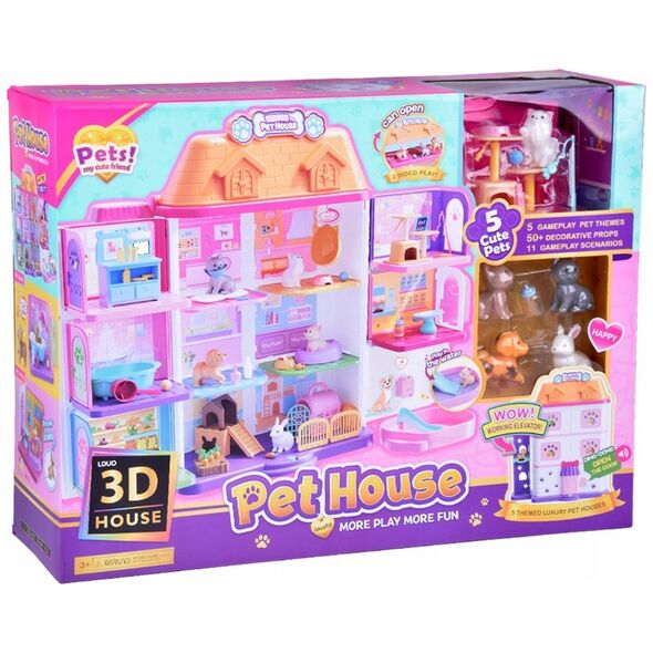 Domek rozkładany dla zwierząt Pet house zestaw z figurkami akces ZA5420