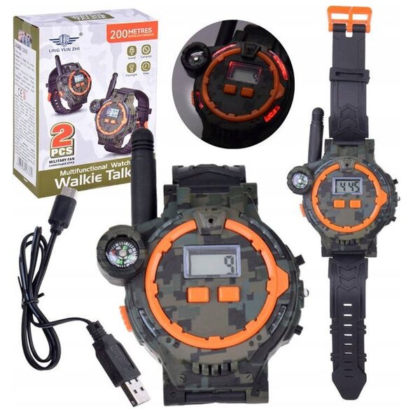 Walkie talkie 2 Zegarki wielofunkcyjne Zasięg 200m Kompas ZA5463