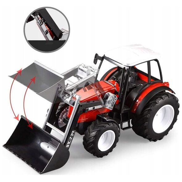 Duży Czerwony Traktor z Ruchomym Ramieniem i Wielkimi Kołami RC0666