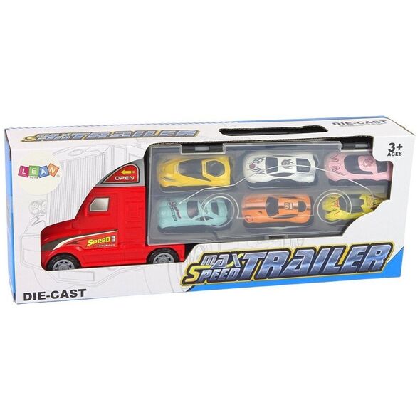 LeanToys Mega Auto Tir Laweta 6 Resoraków z Rampą Walizka Na Auta