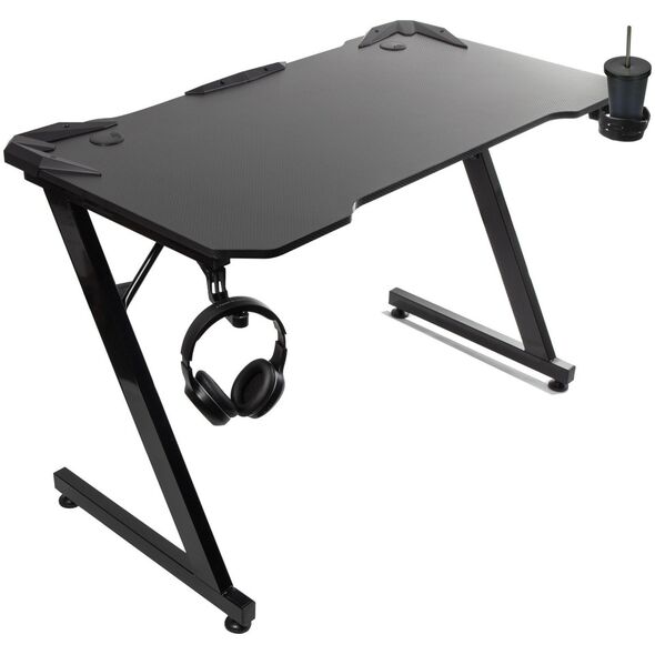 Biurko NanoRS Biurko gamingowe czarne duże NanoRS, 150kg max, wysokość 750mm, 110x60x1,5cm, uchwyt na kubek i słuchawki, RS345