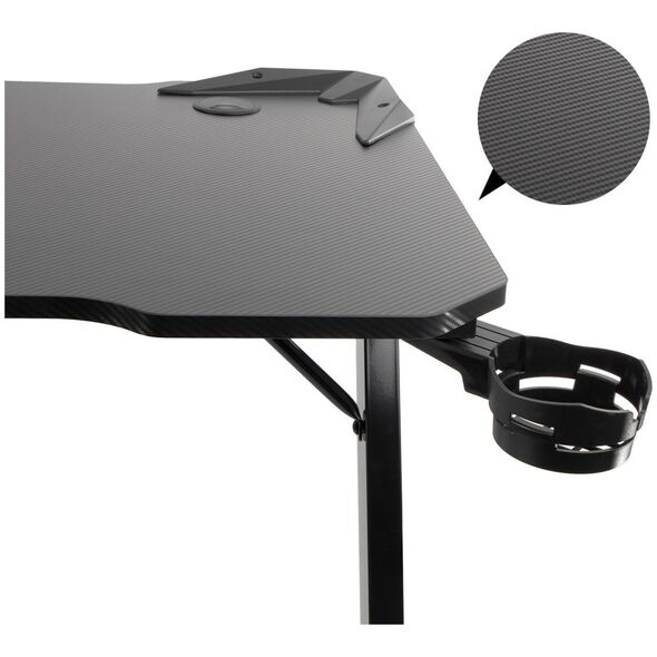 Biurko NanoRS Biurko gamingowe czarne duże NanoRS, 150kg max, wysokość 750mm, 110x60x1,5cm, uchwyt na kubek i słuchawki, RS345