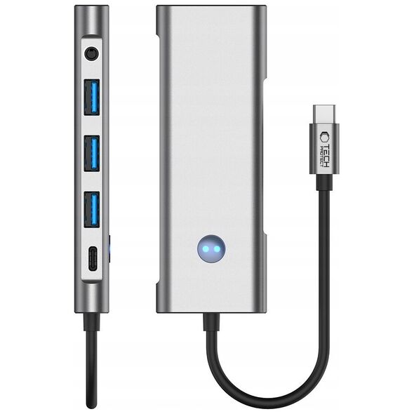 TECH-PROTECT HB04 HUB ADAPTER 9IN1 TYPE-C + USB2.0 + USB3.0 + HDMI 4K 60HZ + SD/TF + PD100W + AV3.5 SPACE GREY
