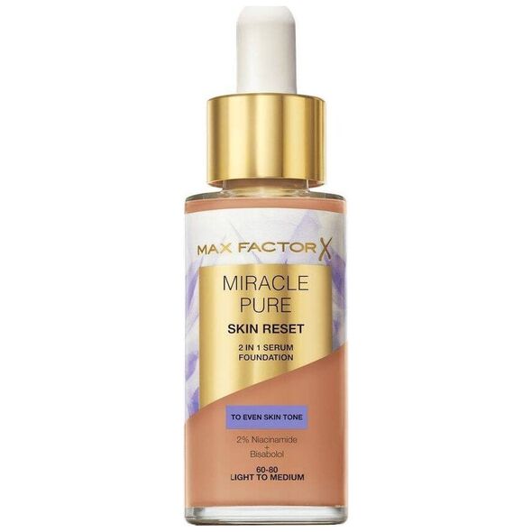 Miracle Pure 2w1 Skin Reset pielęgnujący podkład z serum o wegańskiej formule 60-80 Light to Medium 30ml