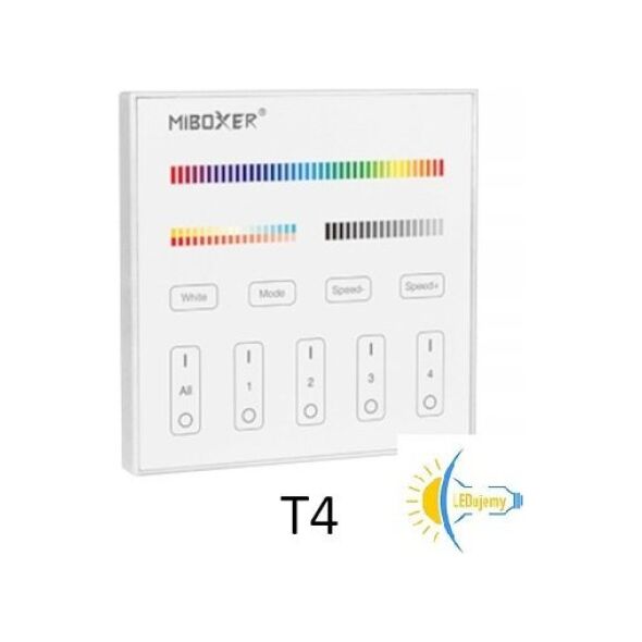 PILOT ŚCIENNY DO STEROWNIKÓW OŚWIETLENIA LED T4 2.4 GHz, MONO, CCT, RGB, RGBW, RGBCCT (RGBWW) MiBOXER