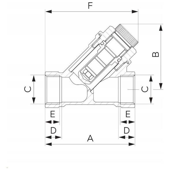 Filtr skośny siatkowy z magnesem, nakrętno-nakrętny, DN25, G1